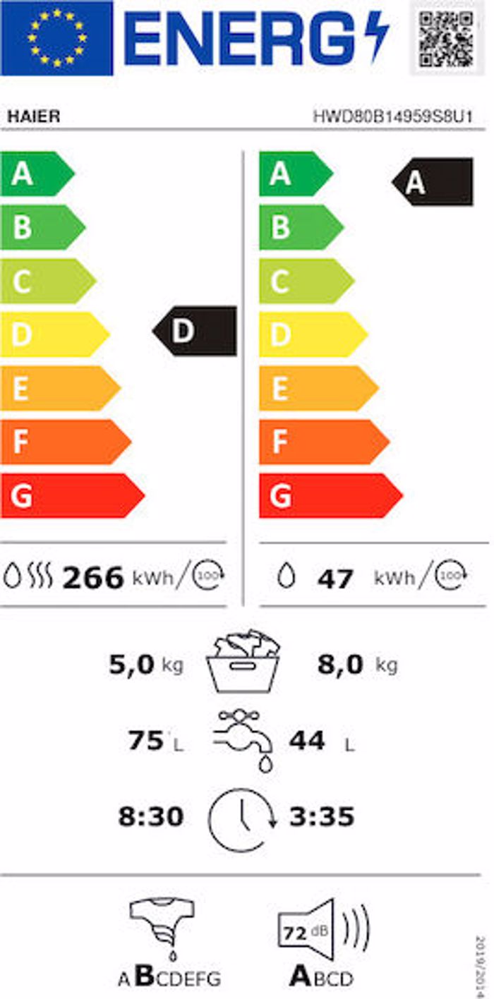 Pluntirio - Stegotirio Rouxon Haier HWD80-B14959S8U1 8 kg/ 5 kg D
